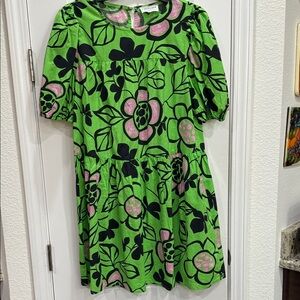 First Love Green and Pink Floral Mini Dress